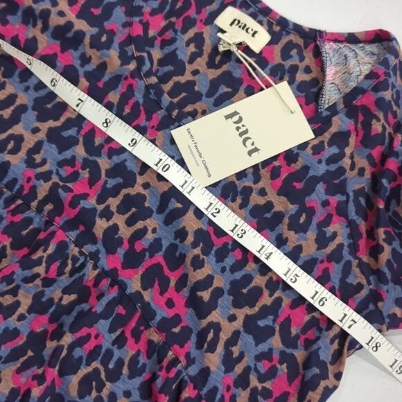 Pact Dress Womens Small Purple Revive Flutter Sleeve Dress Leopard NWT - Picture 10 of 11